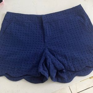 Miami Eyelet Cobalt Blue Scalloped Shorts